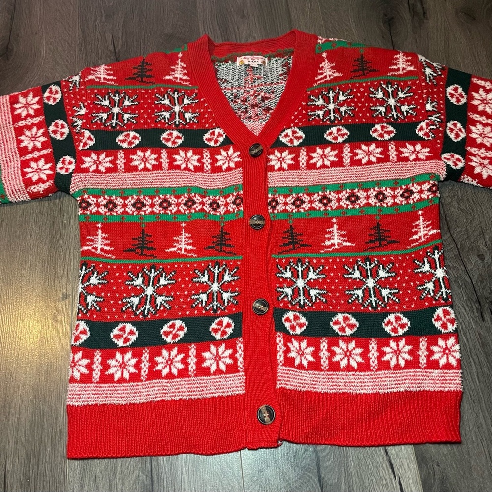 🎄Merry Christmas by Poof New York, Red Christmas Sweater/Cardigan size Large